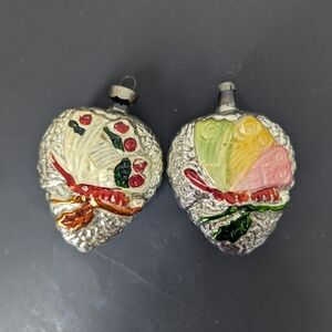 Vintage Christmas German Butterfly Pod Ornaments – Hand Painted Indent Style –